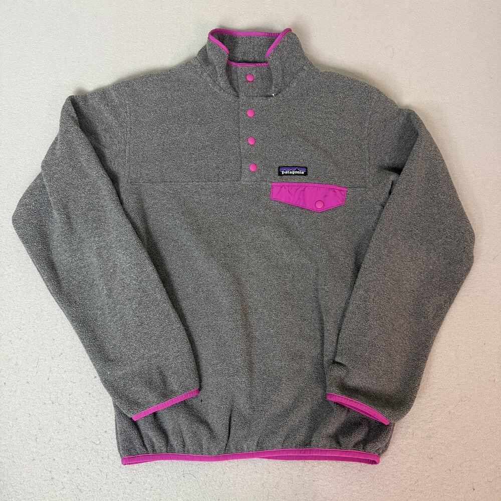 Patagonia Synchilla Snap-T Fleece Pullover Women’s S Gray Purple Pocket